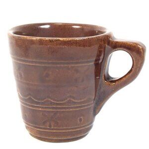 Vintage Marcrest Daisy & Dot Coffee Cup / Mug Brown Glaze Pottery